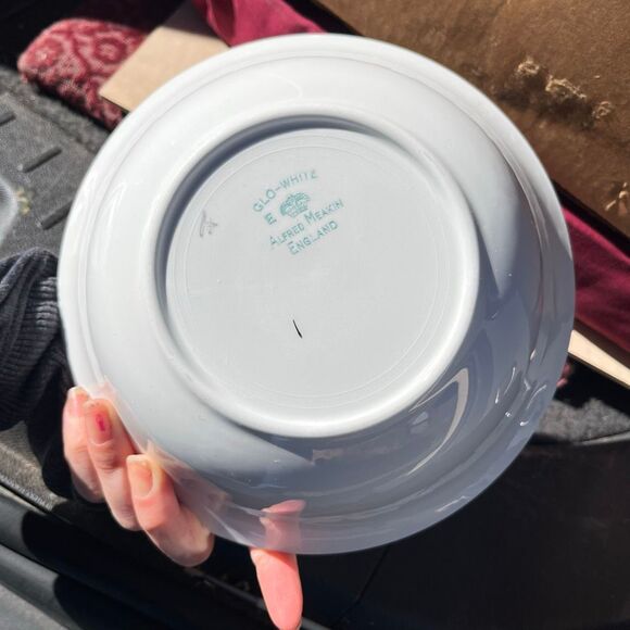 VTG Alfred Meakin Glo-White Mid Century Leaf Bowl 8.5” Silver Rim Atomic MCM - Picture 7 of 8